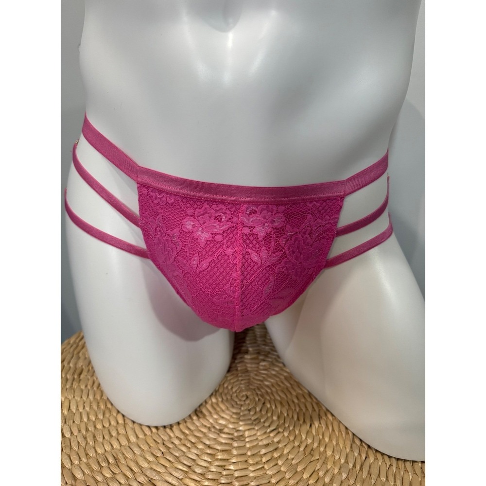 Cosabella Never Say Never Floral Lace Strappy Thong Pink Luxury Lingerie M - Picture 5 of 16